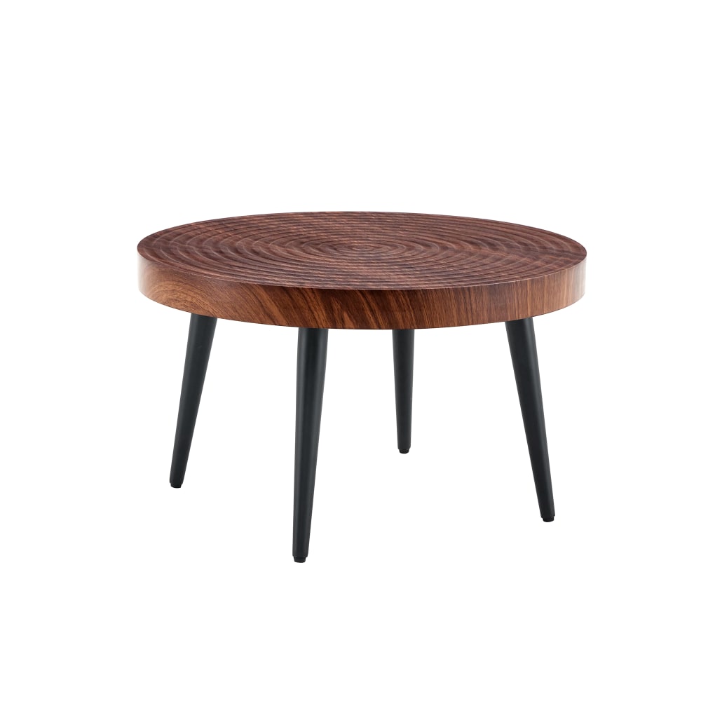 Table basse bois foncé plateau 5 cm + cernes visibles