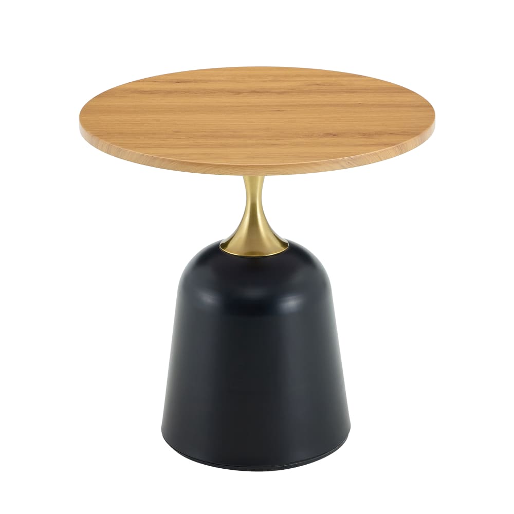 Runder Beistelltisch 60 cm mit Metallrahmen und Holz-Optik-Platte