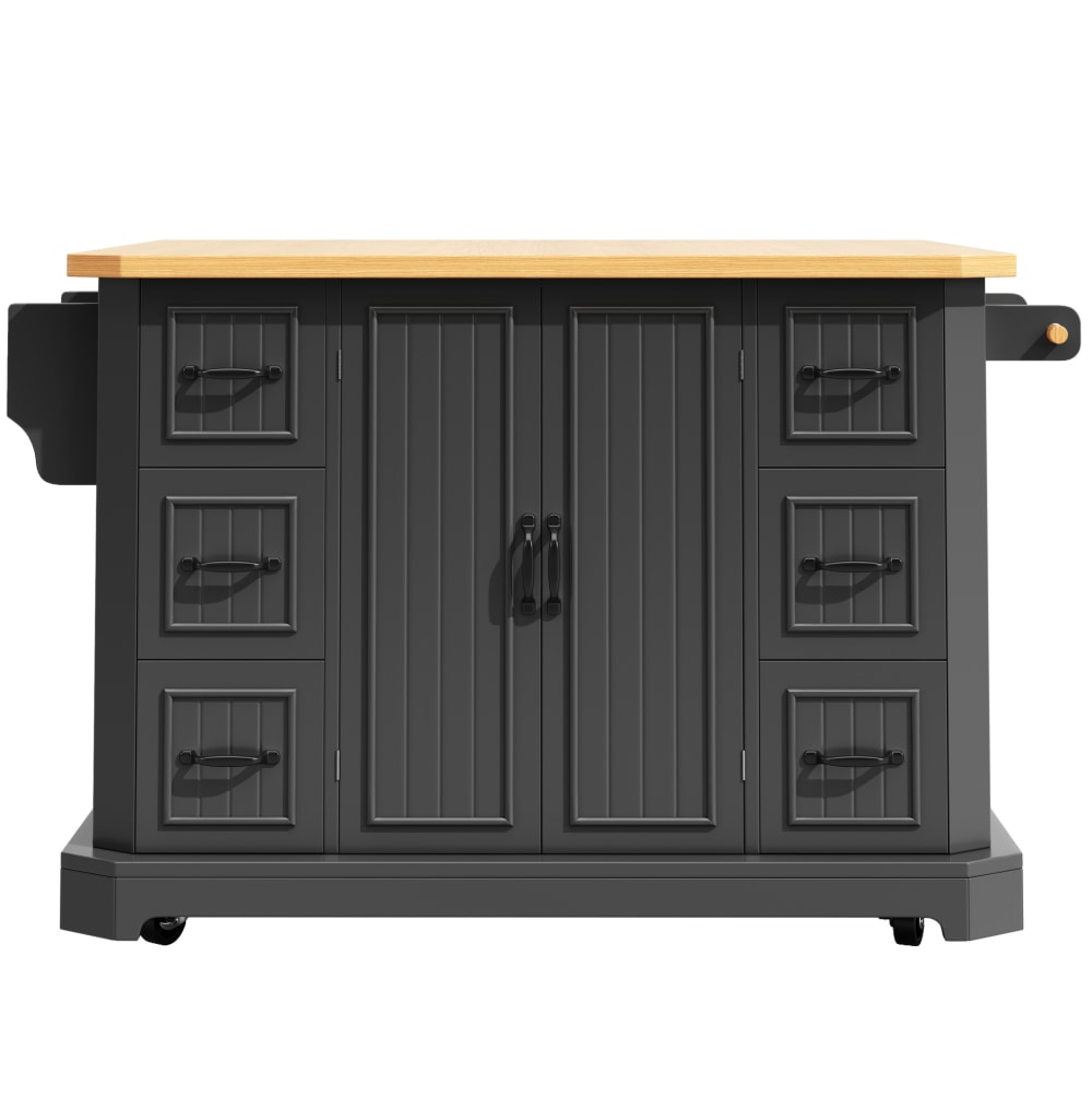 REDOM Kücheninsel aus Spanplatte und Metall 120x45x91 cm, Schwarz Schwarz Spanplatte