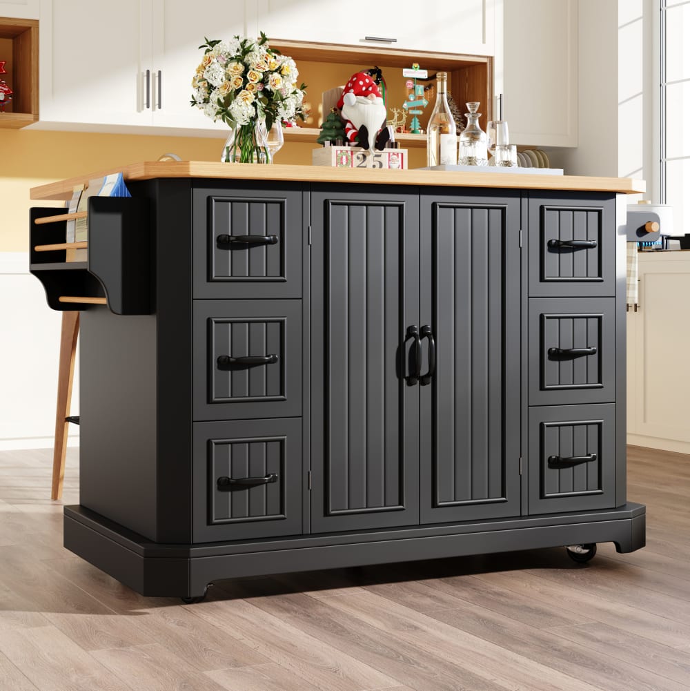 Kücheninsel aus Spanplatte und Metall 120x45x91 cm, Schwarz -