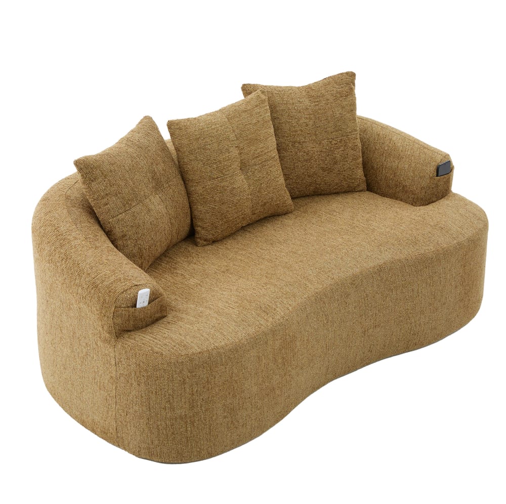 REDOM Zweisitzer-Sofaset aus Chenille 164x92x60 cm, Senfgelb - Stoff