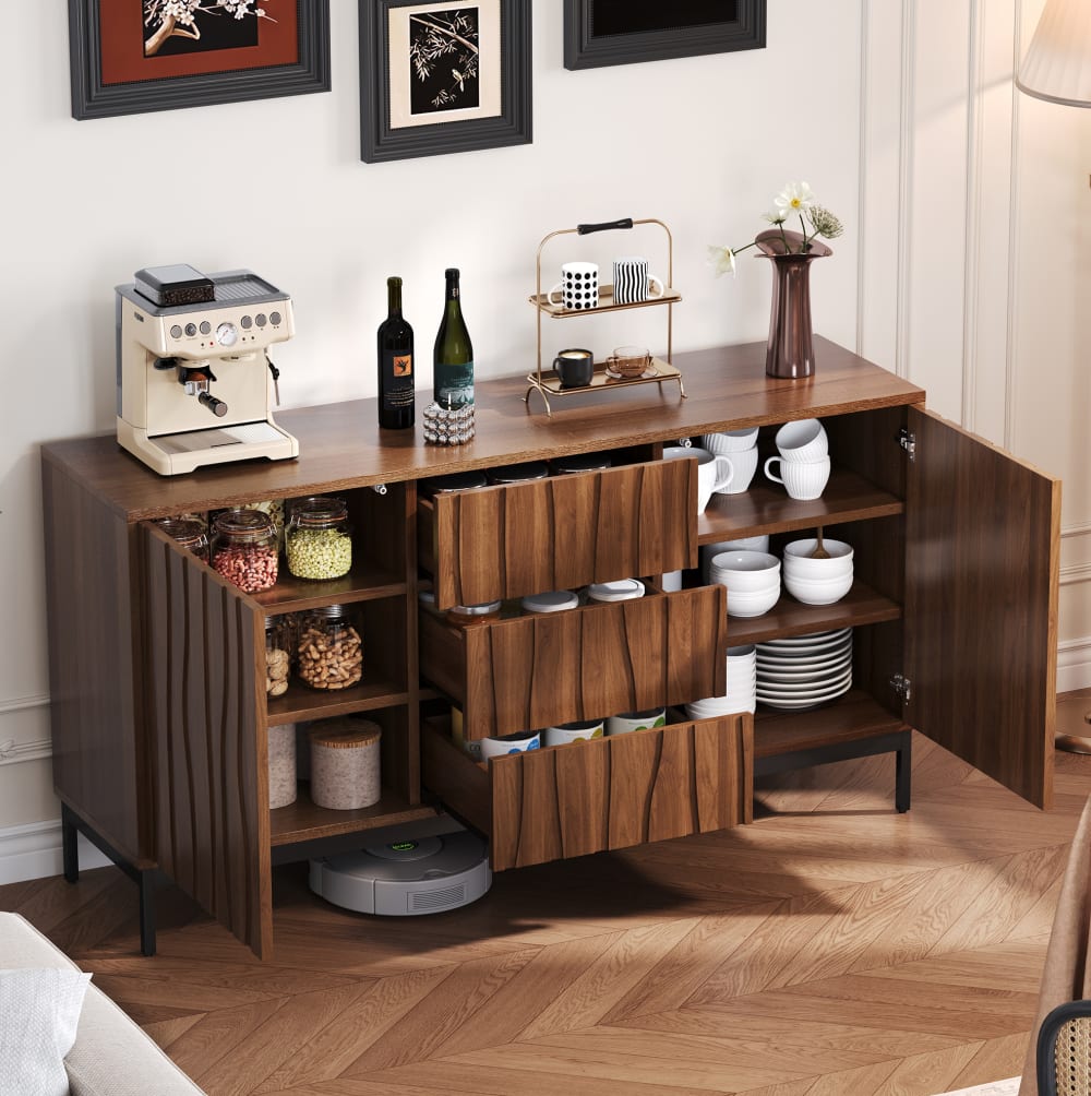 Sideboard aus Spanplatte mit verstellbaren Regalen 150x40x80 cm,