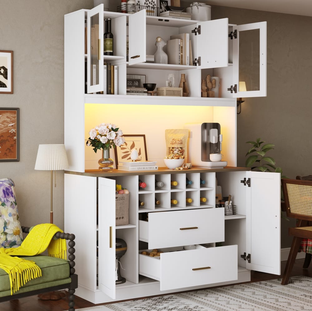 Anrichteschrank aus Spanplatte 120x36,3x180 cm, Weiß - Maisons Du