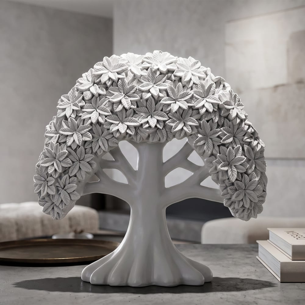Mauro Ferretti Minimalistische dekorative Baumskulptur 26x9x25 cm Weiß Harz