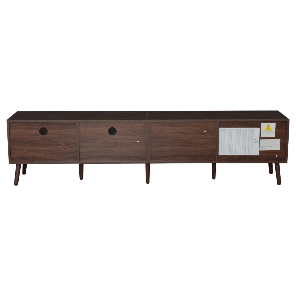 Meuble tv 2 tiroirs 2 portes en rotin brun l 200 cm