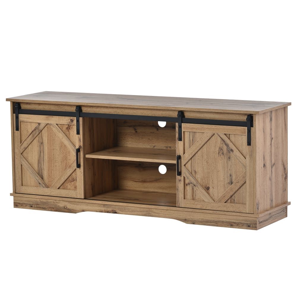 Meuble tv 2 portes en pin brun l 150 cm Meuble tv 2 portes en pin brun l 150 cm