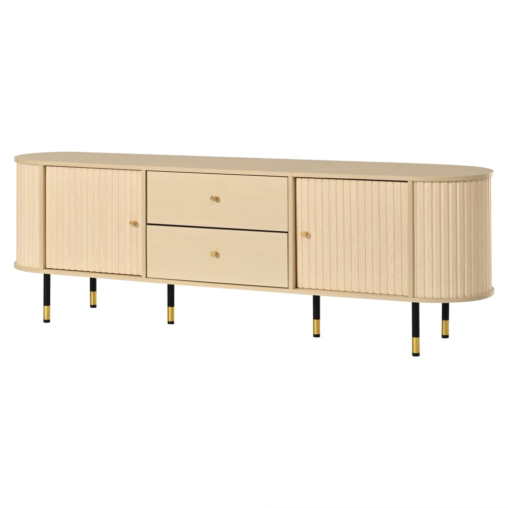 Meuble tv 2 portes 2 tiroirs en pin noir l 180 cm Meuble tv 2 portes 2 tiroirs en pin noir l 180 cm