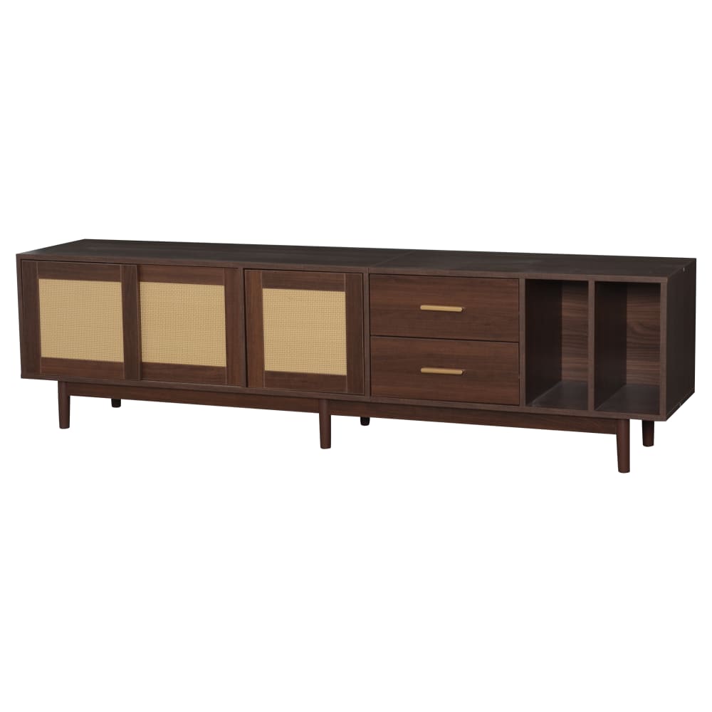 Meuble tv 2 tiroirs en rotin brun l 190 cm Meuble tv 2 tiroirs en rotin brun l 190 cm