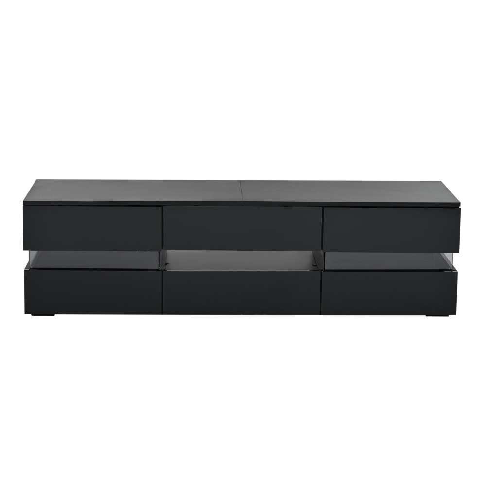Meuble tv 2 portes 1 tiroir en verre noir l 160 cm Meuble tv 2 portes 1 tiroir en verre noir l 160 cm
