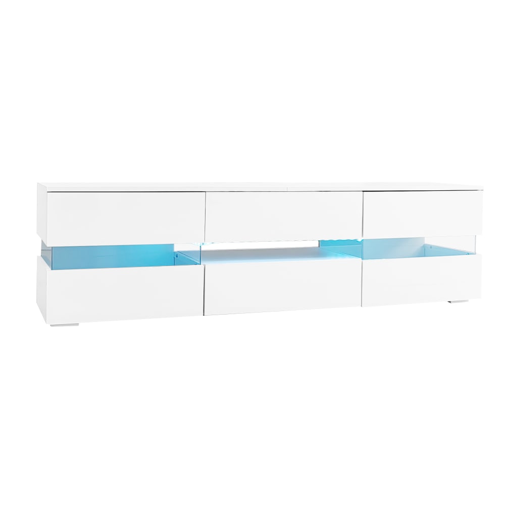 Meuble tv 2 portes 1 tiroir en verre blanc l 160 cm