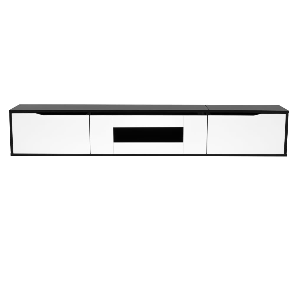 Meuble tv en verre noir blanc l 180 cm