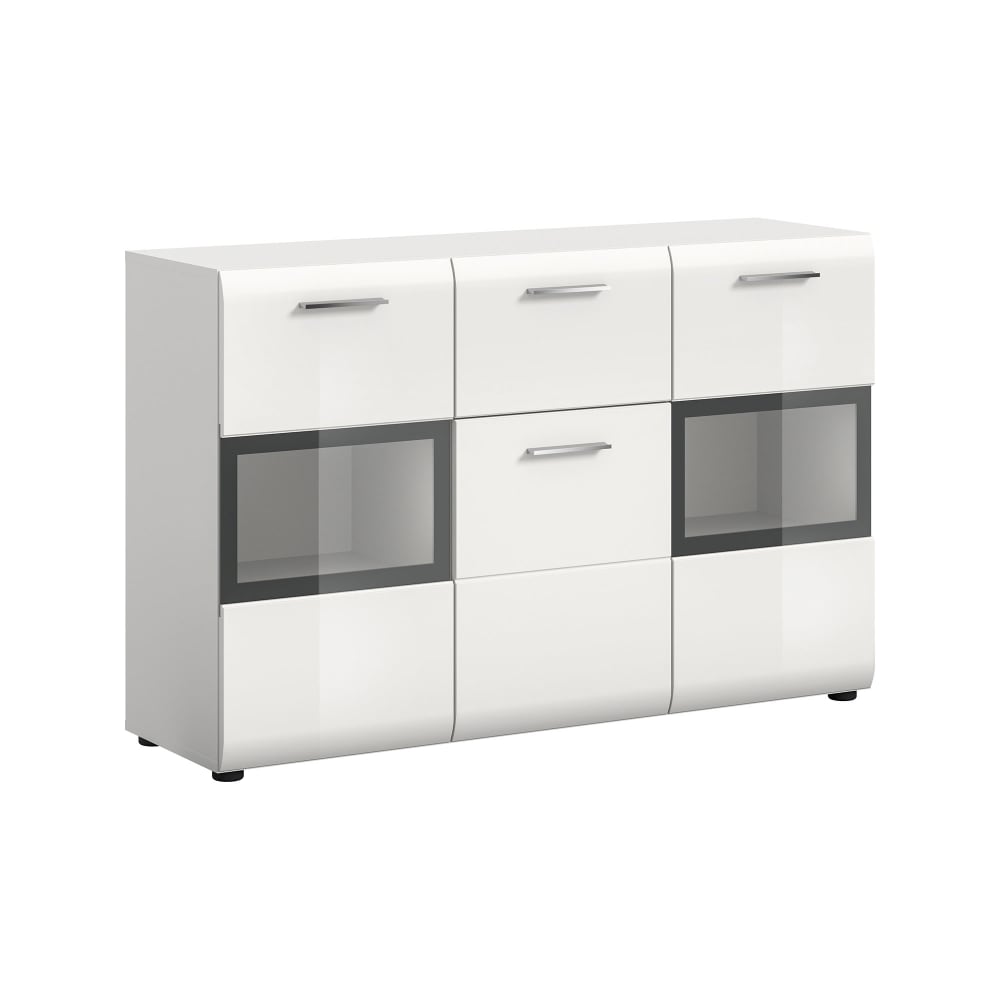 Buffet 1 porte 3 tiroirs 125x37x81 cm blanc - icedy Buffet 1 porte 3 tiroirs 125x37x81 cm blanc - icedy