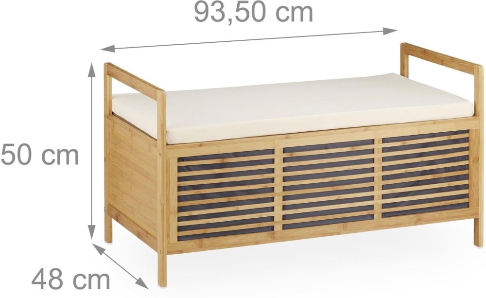 Banc de rangement en bois marron 93.5 x 48 x 50 cm Banc de rangement en bois marron 93.5 x 48 x 50 cm