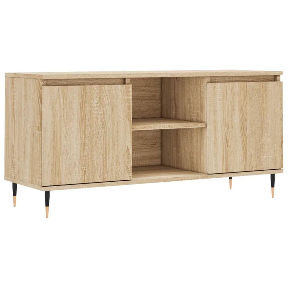 Meuble tv avec rangement bois beige 104 x 35 x 50 cm Meuble tv avec rangement bois beige 104 x 35 x 50 cm