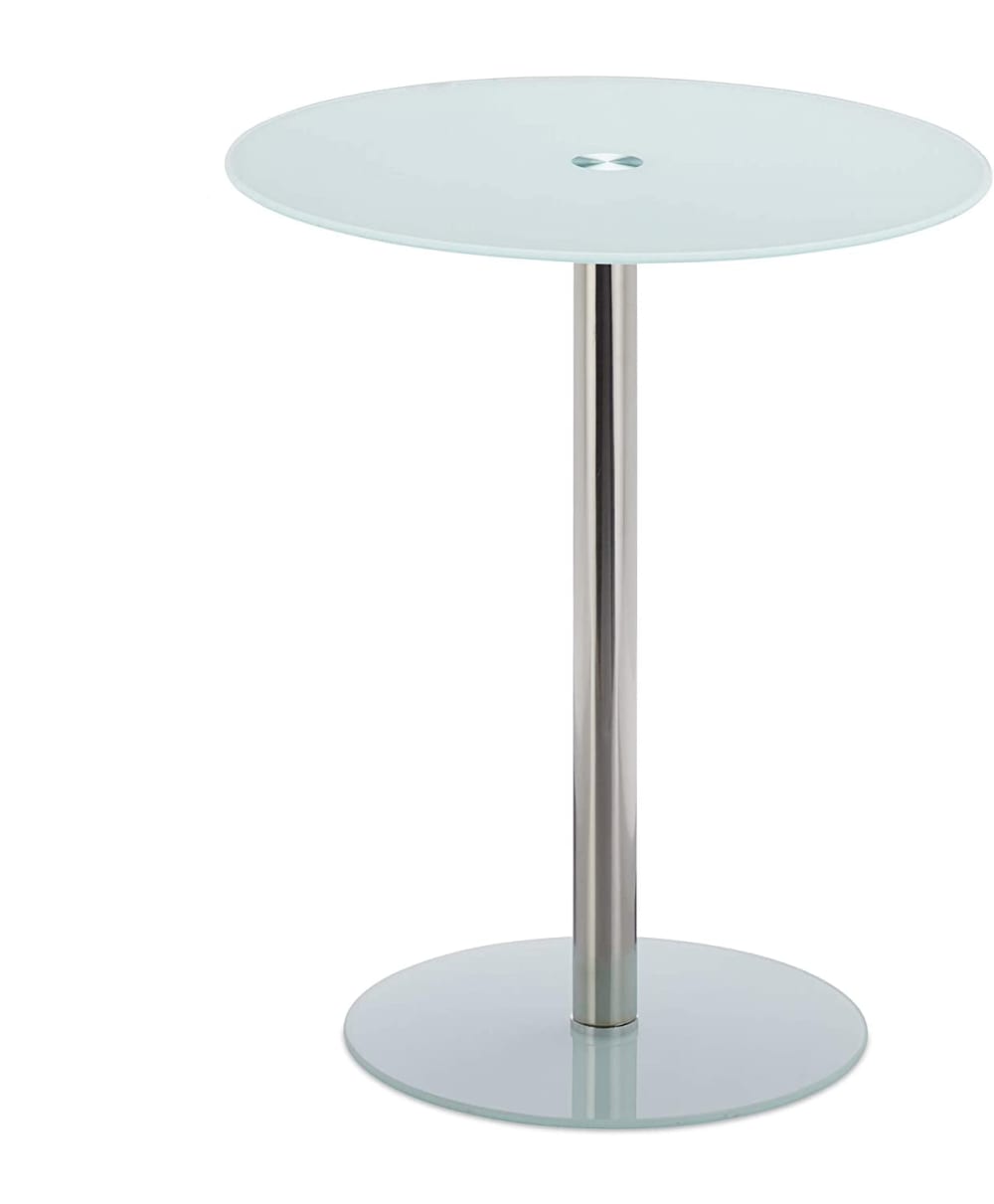 Table basse d’appoint ronde verre blanche 43 x 43 x 53 cm Table basse d’appoint ronde verre blanche 43 x 43 x 53 cm