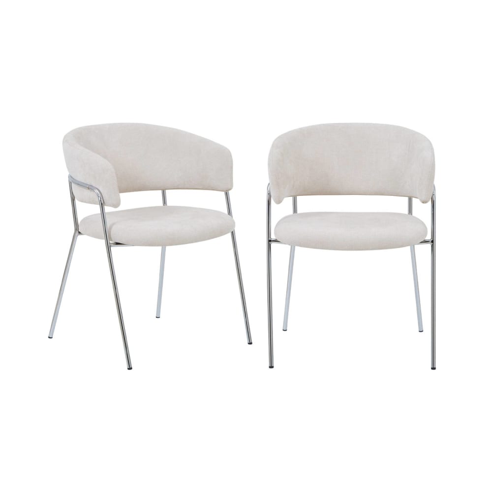 Lot de 2 fauteuils vintage tissu armature chromée beige
