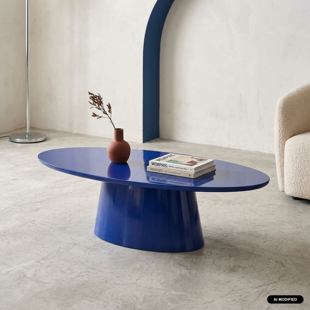 Table basse ovale finition glossy bleu Table basse ovale finition glossy bleu