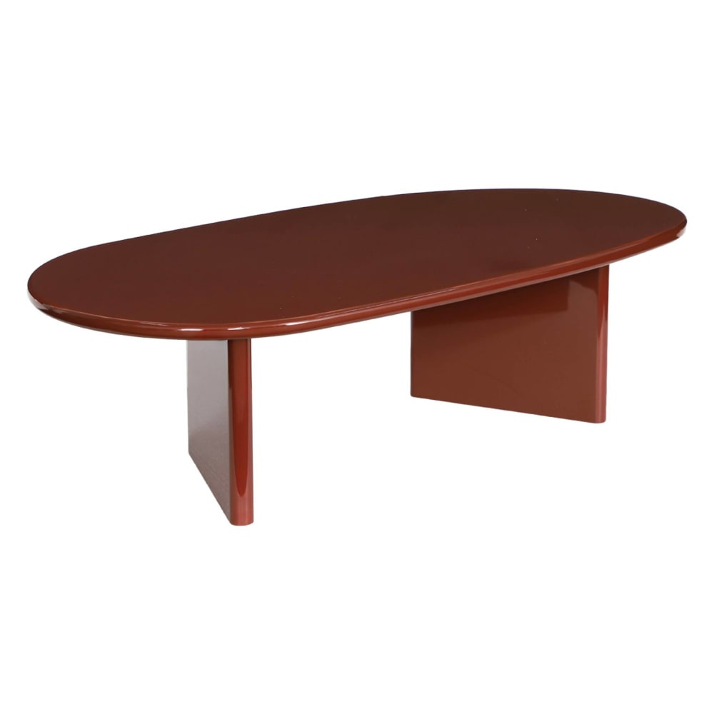 Ovaler Couchtisch bordeaux mit glänzendem Finish - Maisons Du