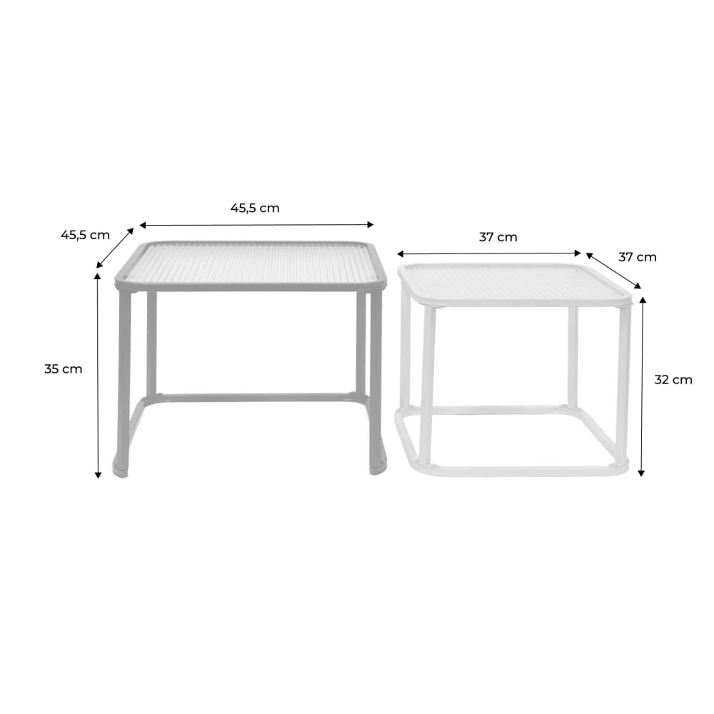 Satztische aus Metall und Glas bordeaux und ecru - Maisons Du