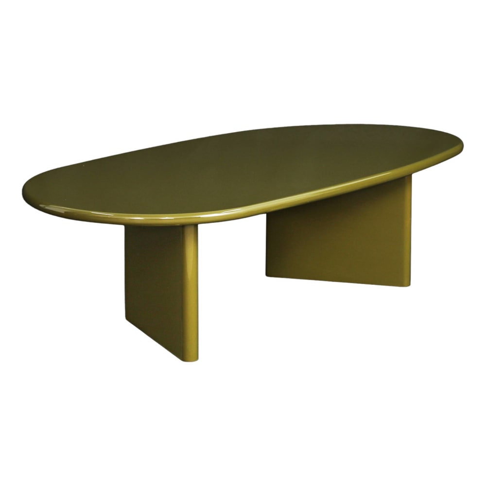 Ovaler Couchtisch khaki mit glänzendem Finish - Maisons Du Monde
