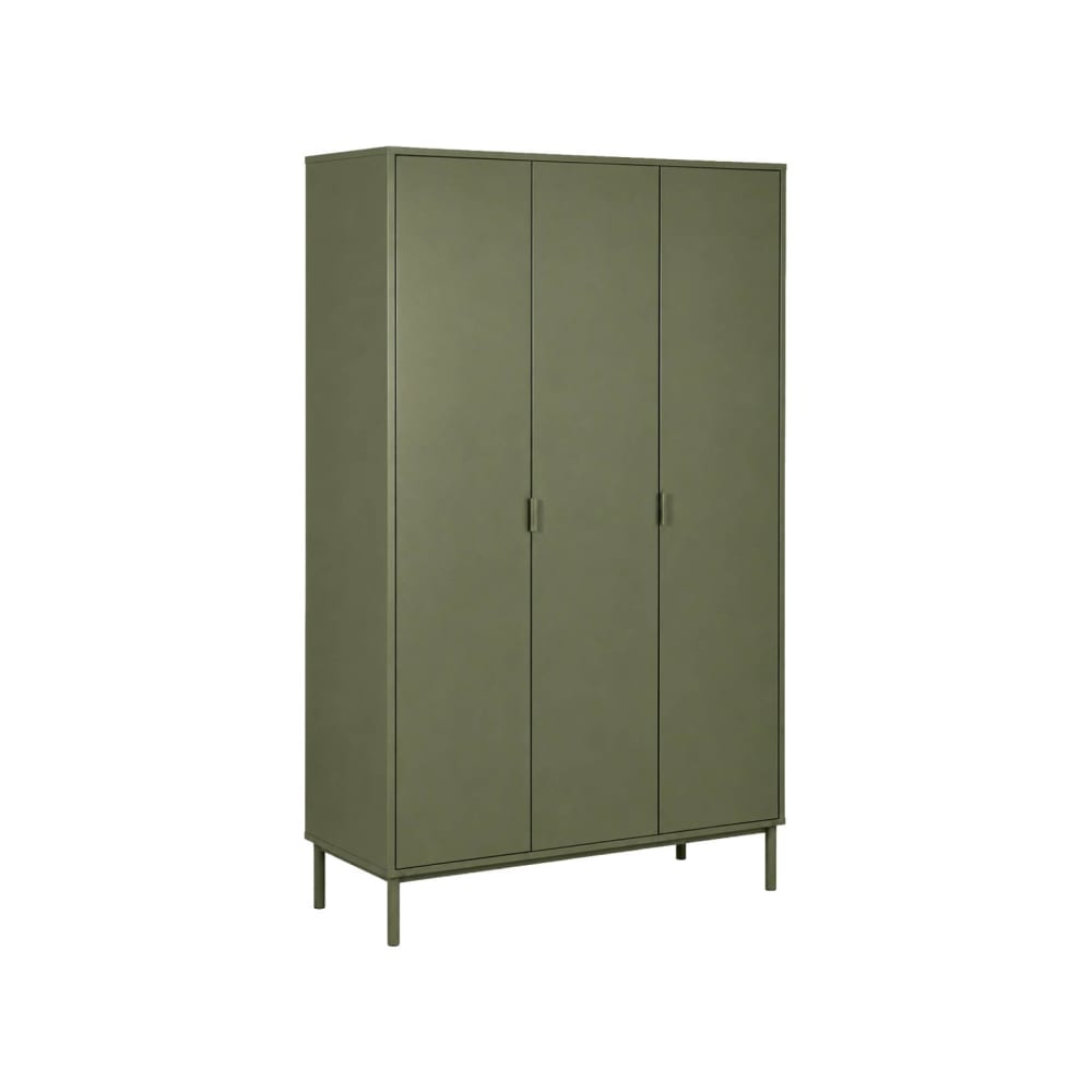 sweeek Garderobe Holzdekor und Metall 5 Regalböden khaki style modern Grün Spanplatte