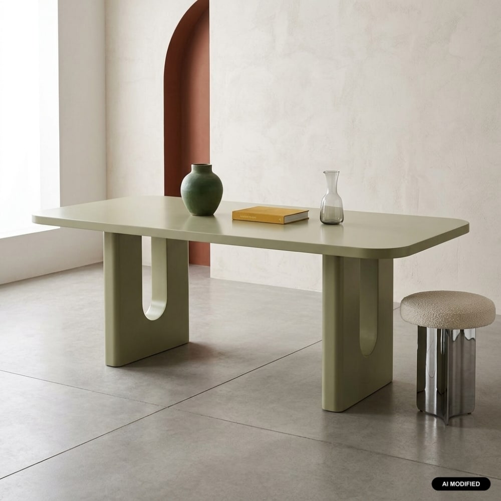 Table à manger finition mat 8 places vert sauge Table à manger finition mat 8 places vert sauge