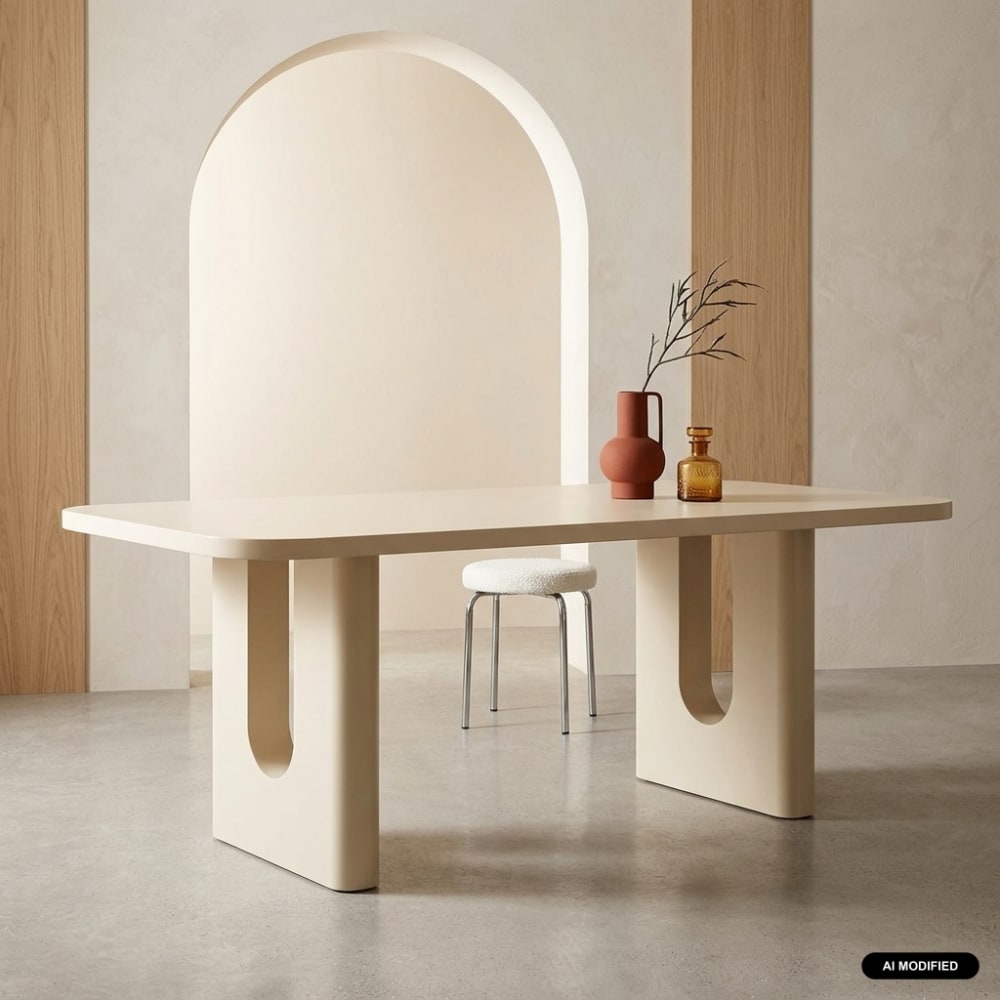Table à manger finition mat 8 places crème Table à manger finition mat 8 places crème