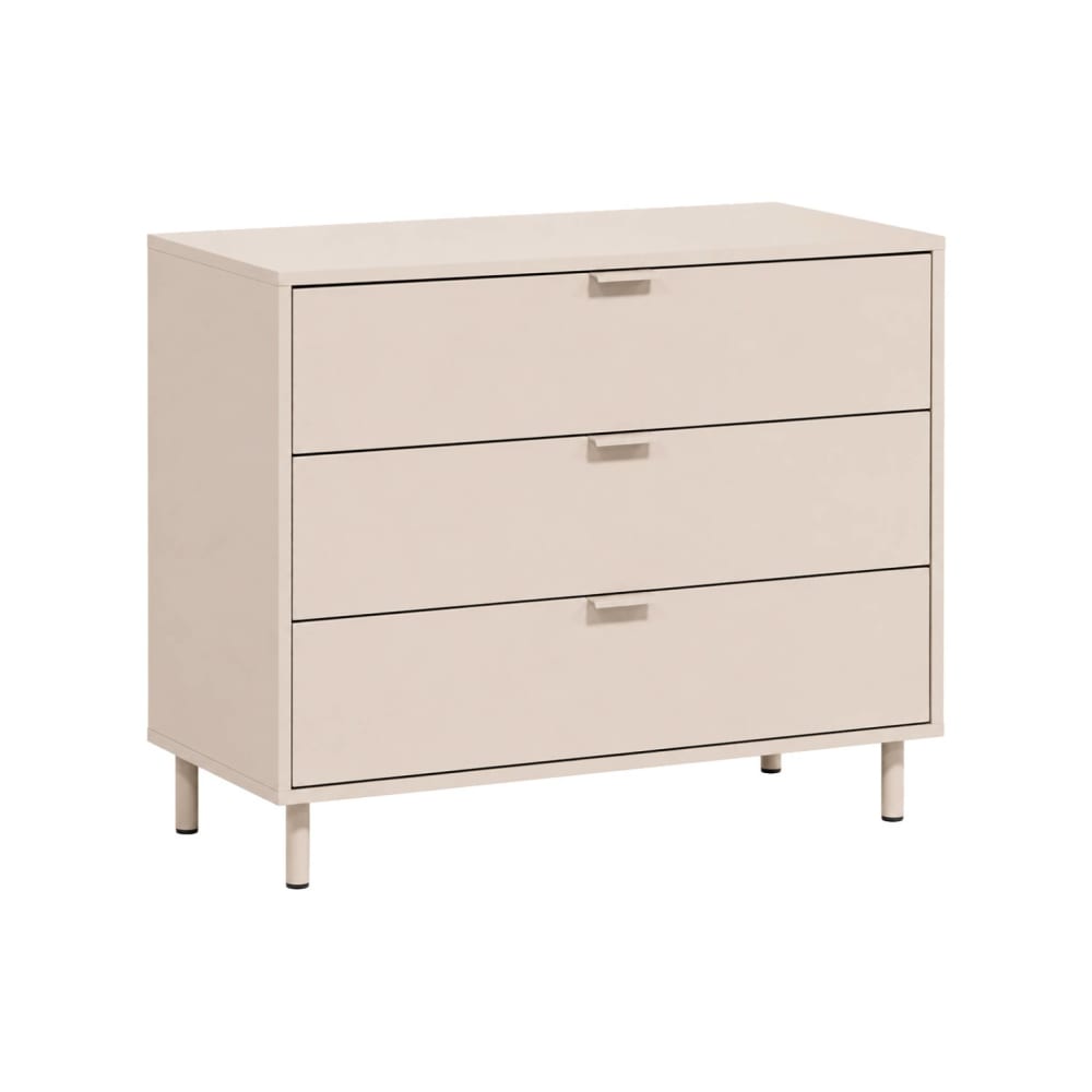 sweeek Kommode 3 Schubladen Holzdekor und Metall beige style modern - Holz