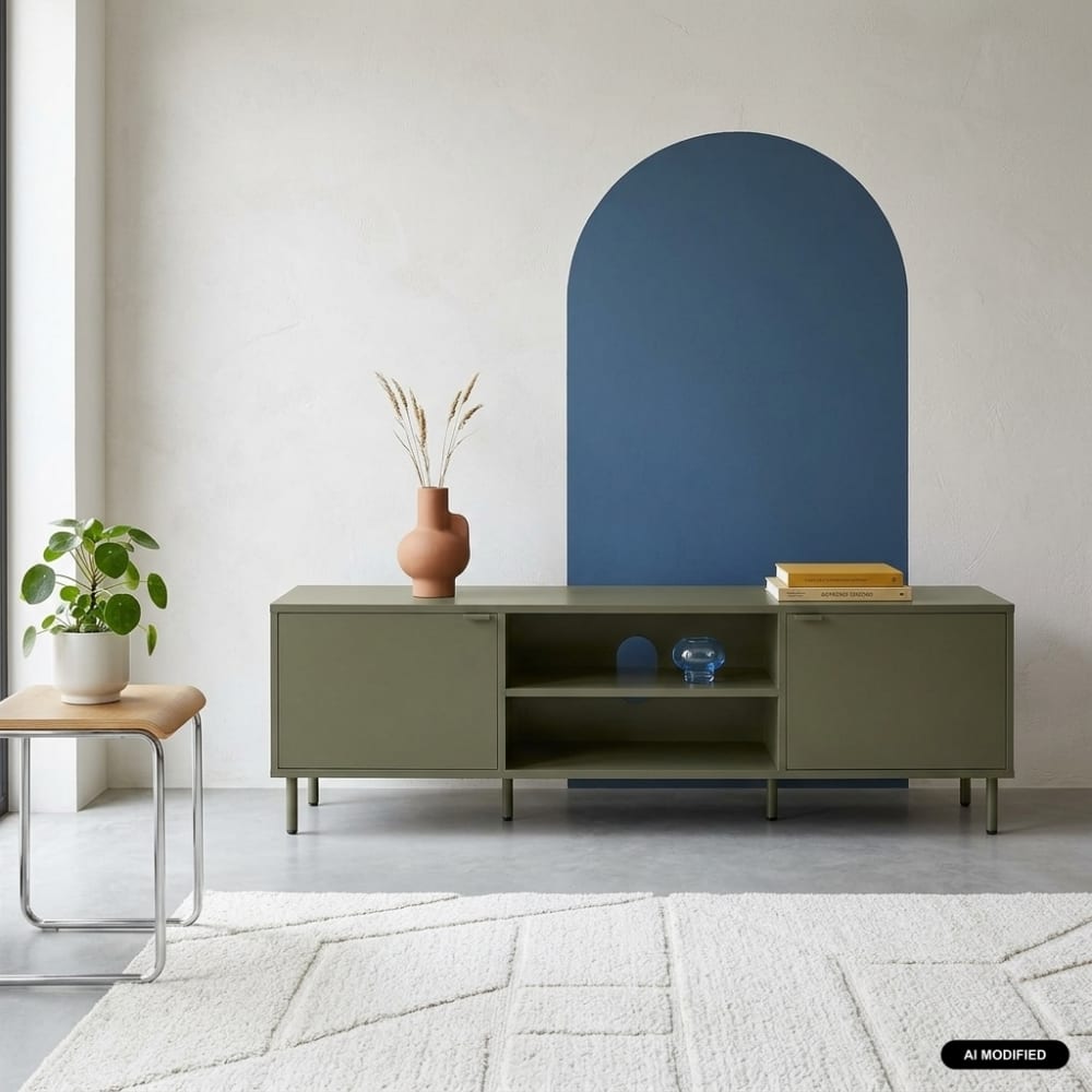 Meuble tv décor bois et métal 160cm kaki
