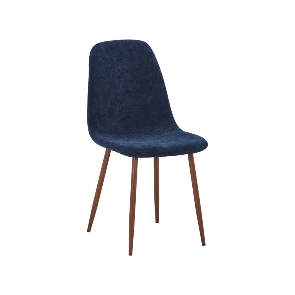 4er-Set Stühle Holzdekor nussbaum, Bezug in blau - Maisons Du