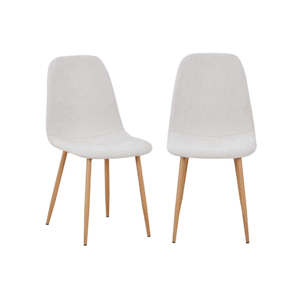 2er-Set Stühle Holzdekor natur, Bezug in beige - Maisons Du Monde