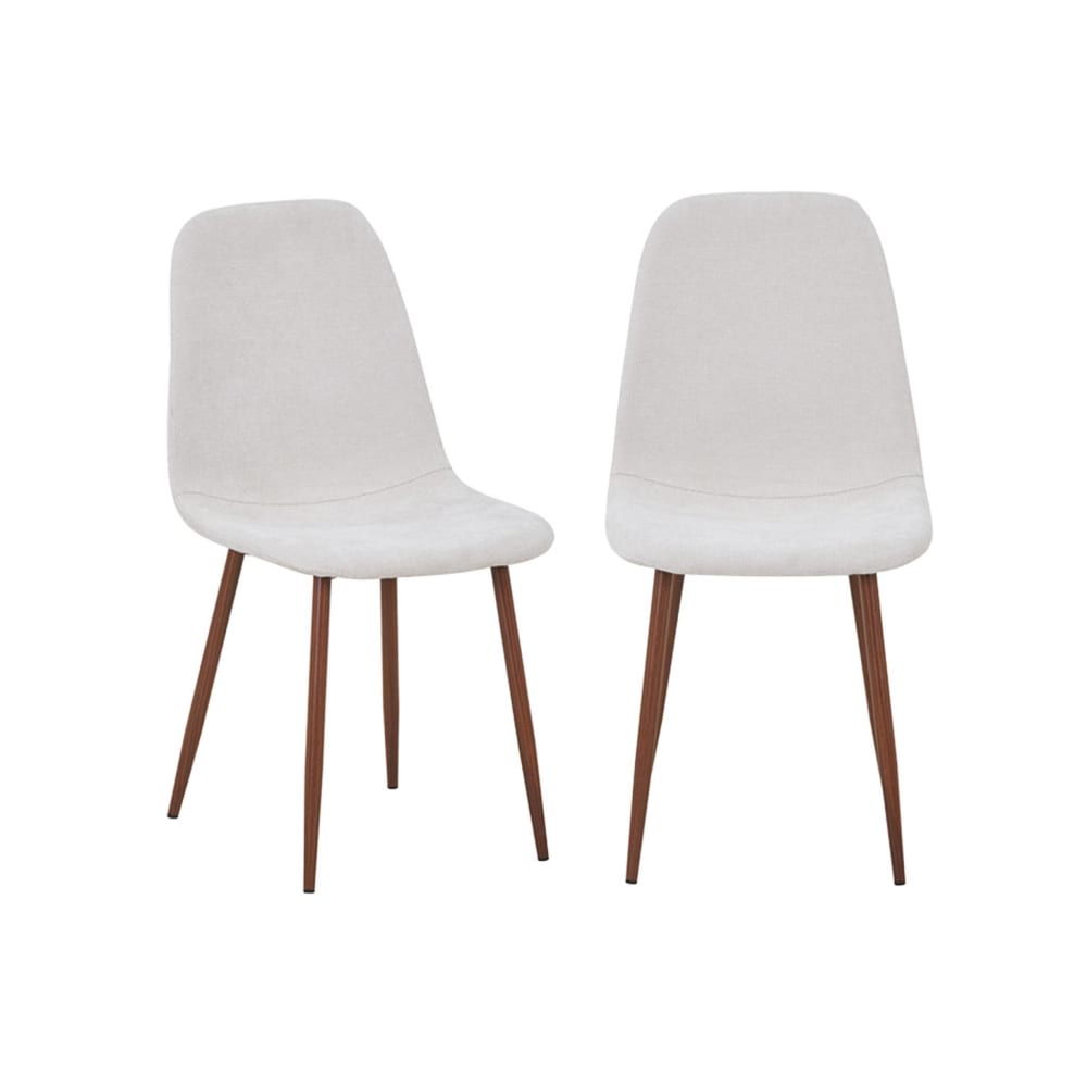 2er-Set Stühle Holzdekor nussbaum, Bezug in beige - Maisons Du