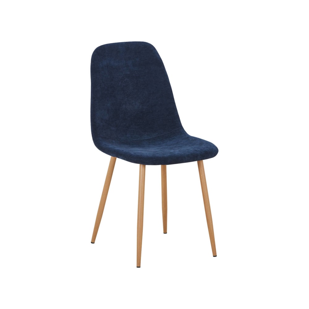 4er-Set Stühle Holzdekor natur, Bezug in blau - Maisons Du Monde