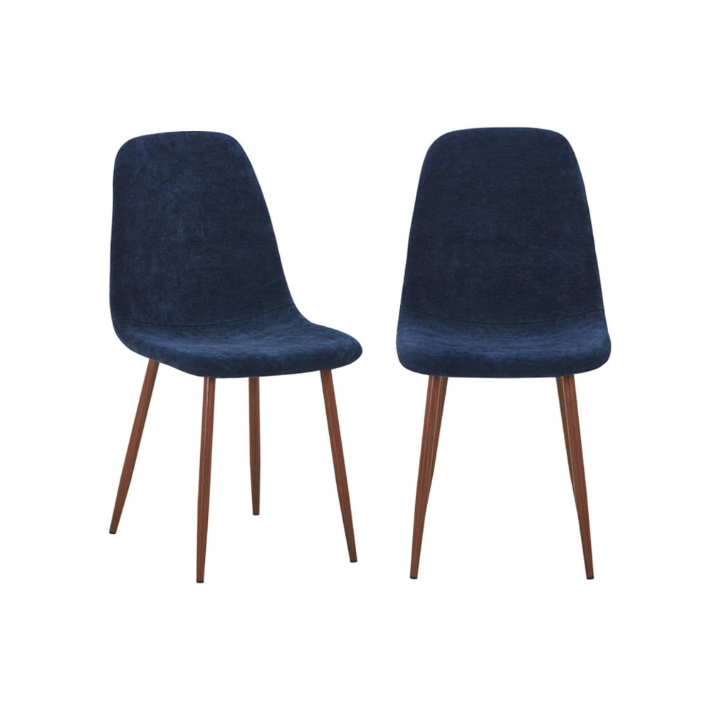 2er-Set Stühle Holzdekor nussbaum, Bezug in blau - Maisons Du