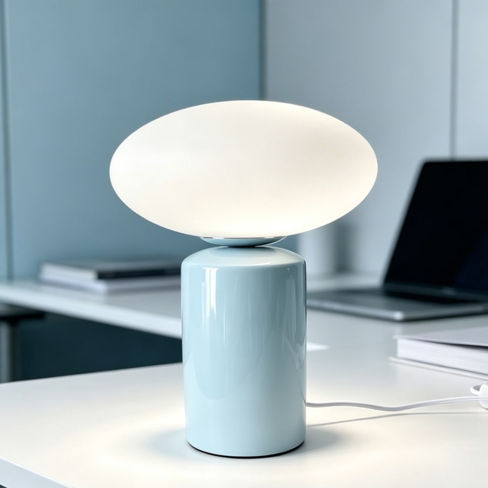 Lampe de table céramique et verre d25,5cm bleu clair — vue 3