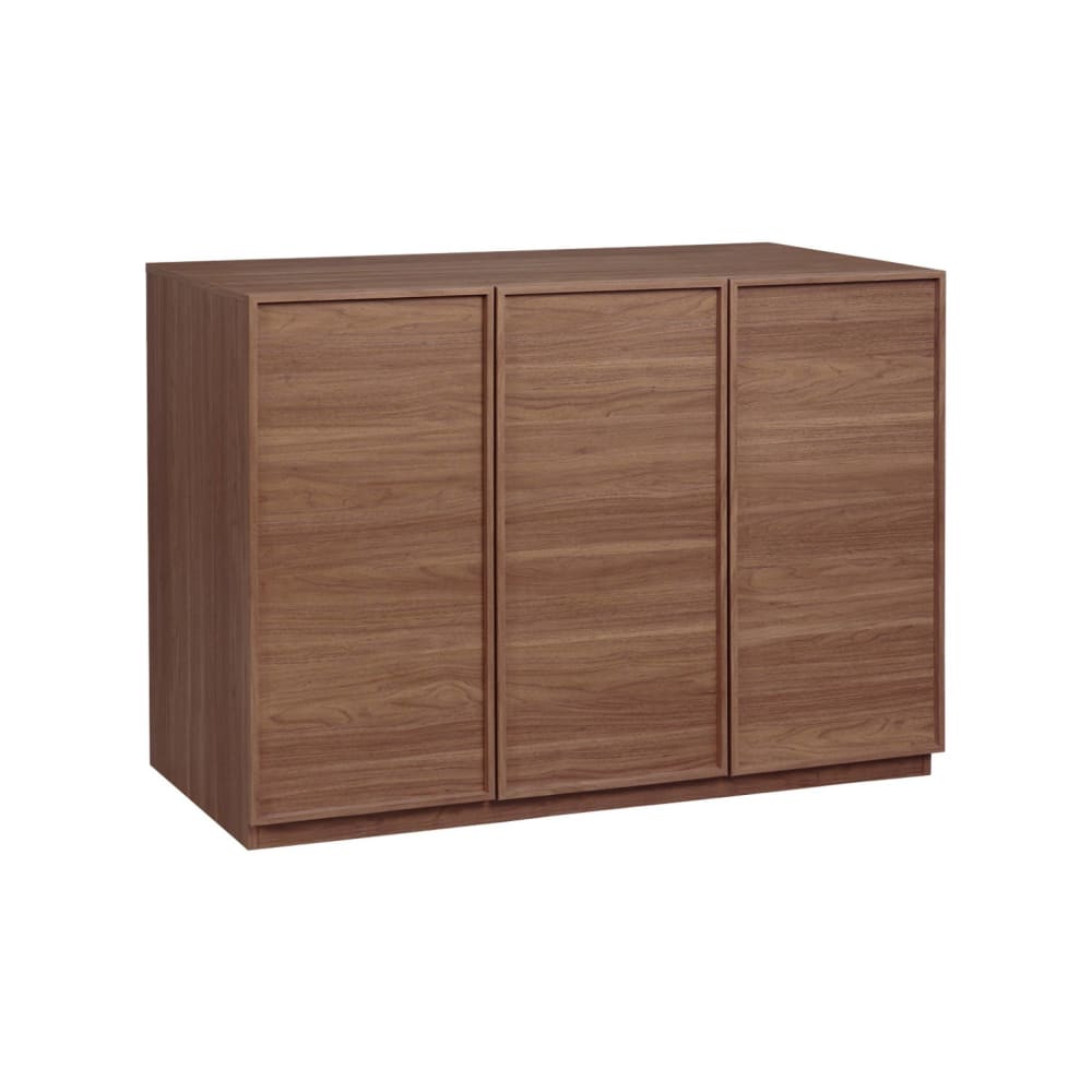Îlot central de cuisine décor bois 3 portes noyer