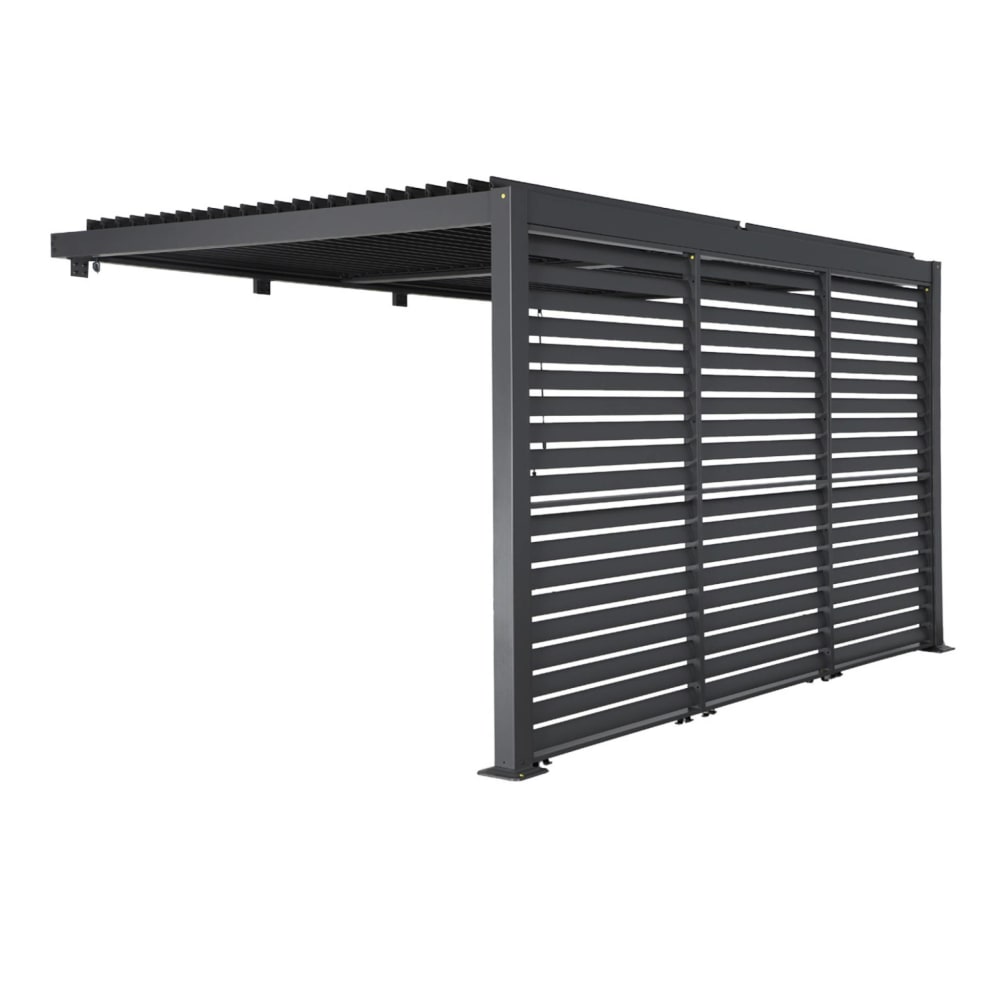 Wand Pergola 3x4m + 3 Lamellenwände 130cm anthrazit - Maisons Du