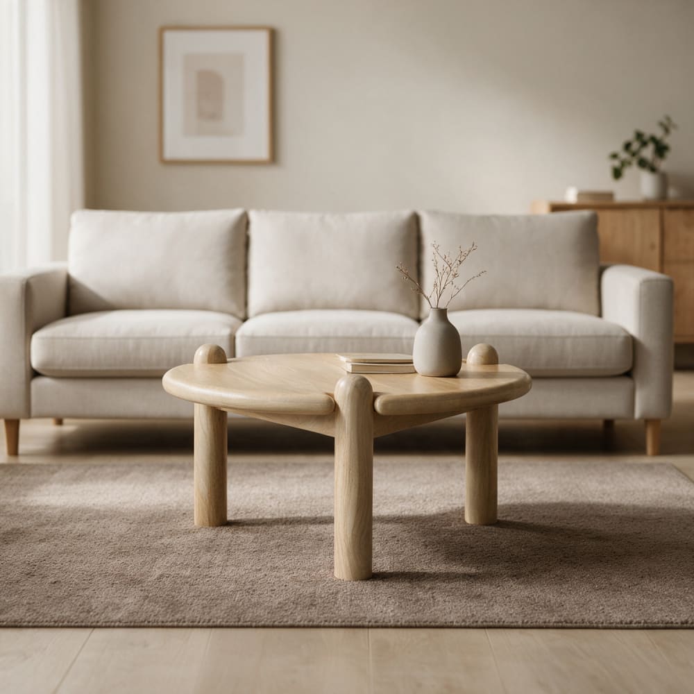 Table basse ronde 72cm en bois de manguier massif teinte claire Table basse ronde 72cm en bois de manguier massif teinte claire