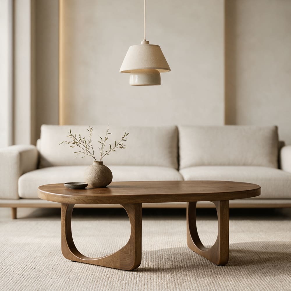 Table basse en bois de manguier massif teinte foncée 120cm Table basse en bois de manguier massif teinte foncée 120cm