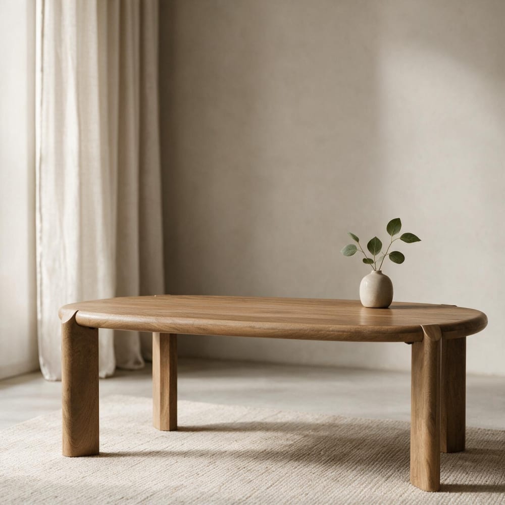 Table basse en bois de manguier massif teinte foncée 120cm Table basse en bois de manguier massif teinte foncée 120cm