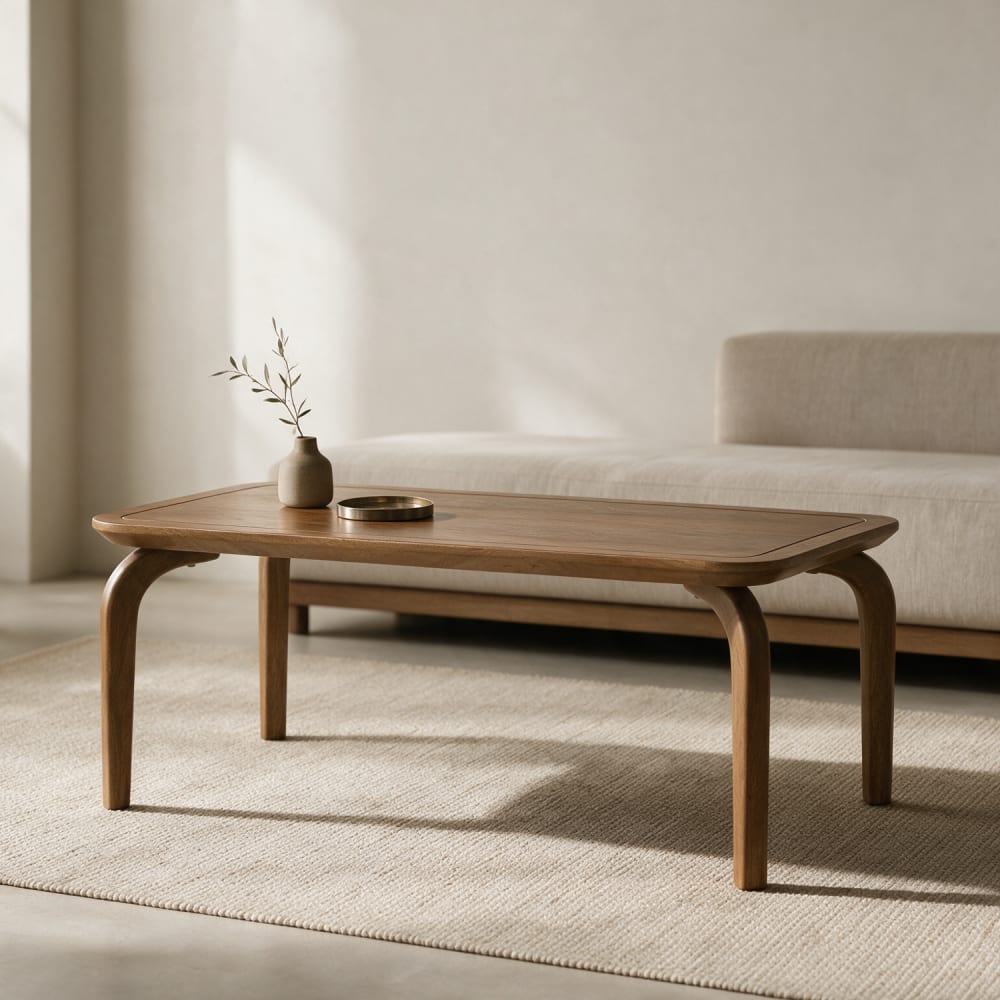 Table basse en bois de manguier massif teinte foncée 100cm Table basse en bois de manguier massif teinte foncée 100cm