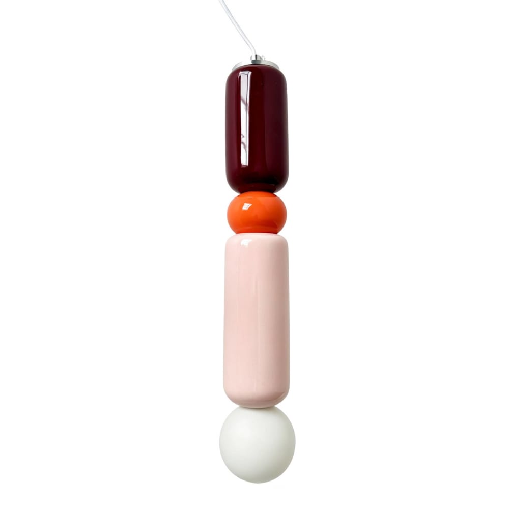 Suspension intérieur céramique et verre d8cm bordeaux