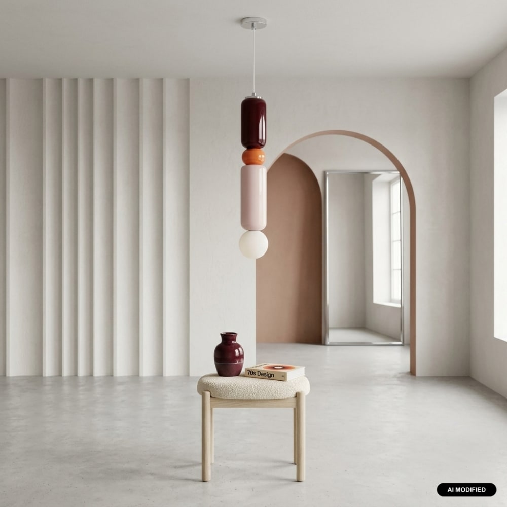 Pendelleuchte aus Keramik und Glas bordeaux Ø8cm - Maisons Du