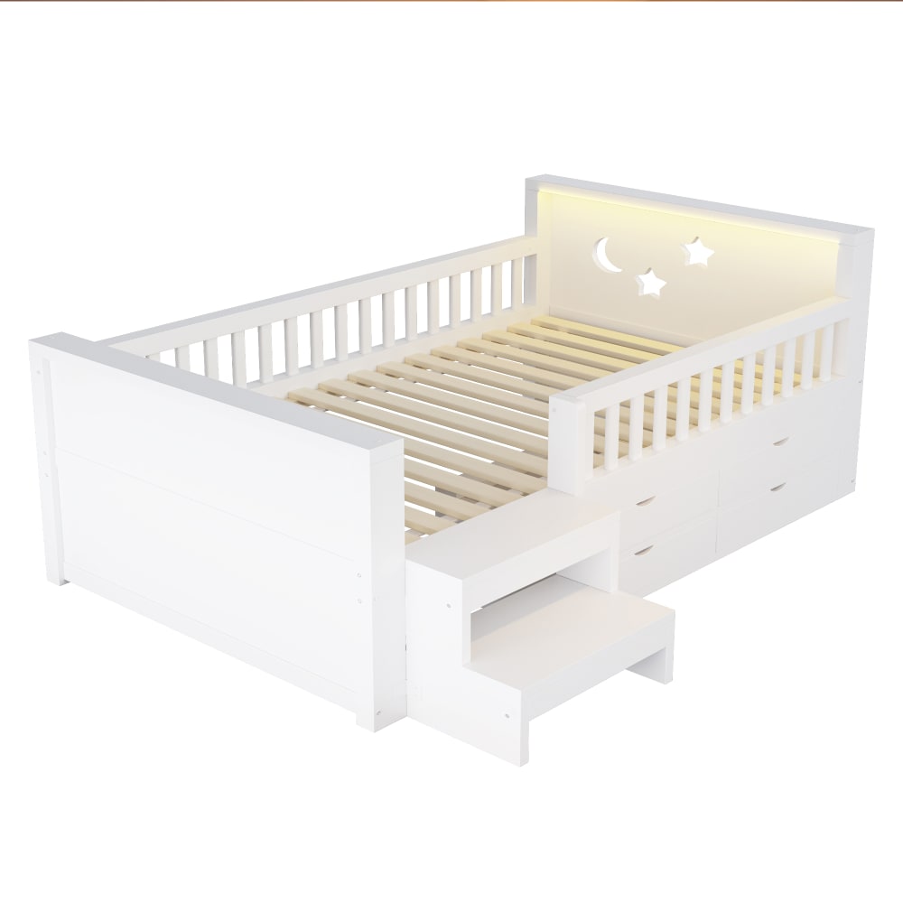 Lit enfant en pin blanc 90x200 cm Lit enfant en pin blanc 90x200 cm
