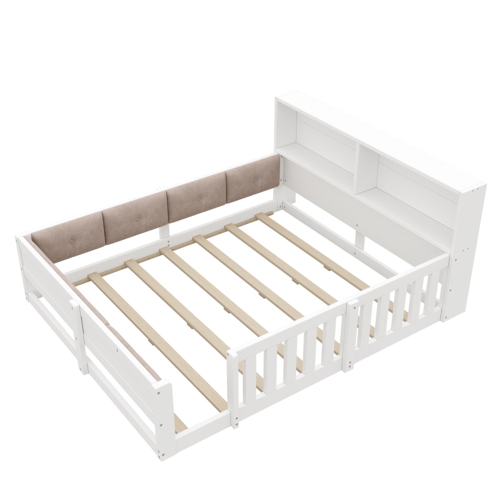 Lit enfant barriere panneaux particules peluche blanc 140x200 cm Lit enfant barriere panneaux particules peluche blanc 140x200 cm