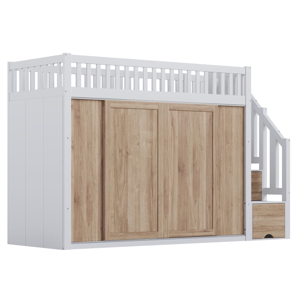 Lit enfant en chêne et pin blanc 90x200 cm Lit enfant en chêne et pin blanc 90x200 cm