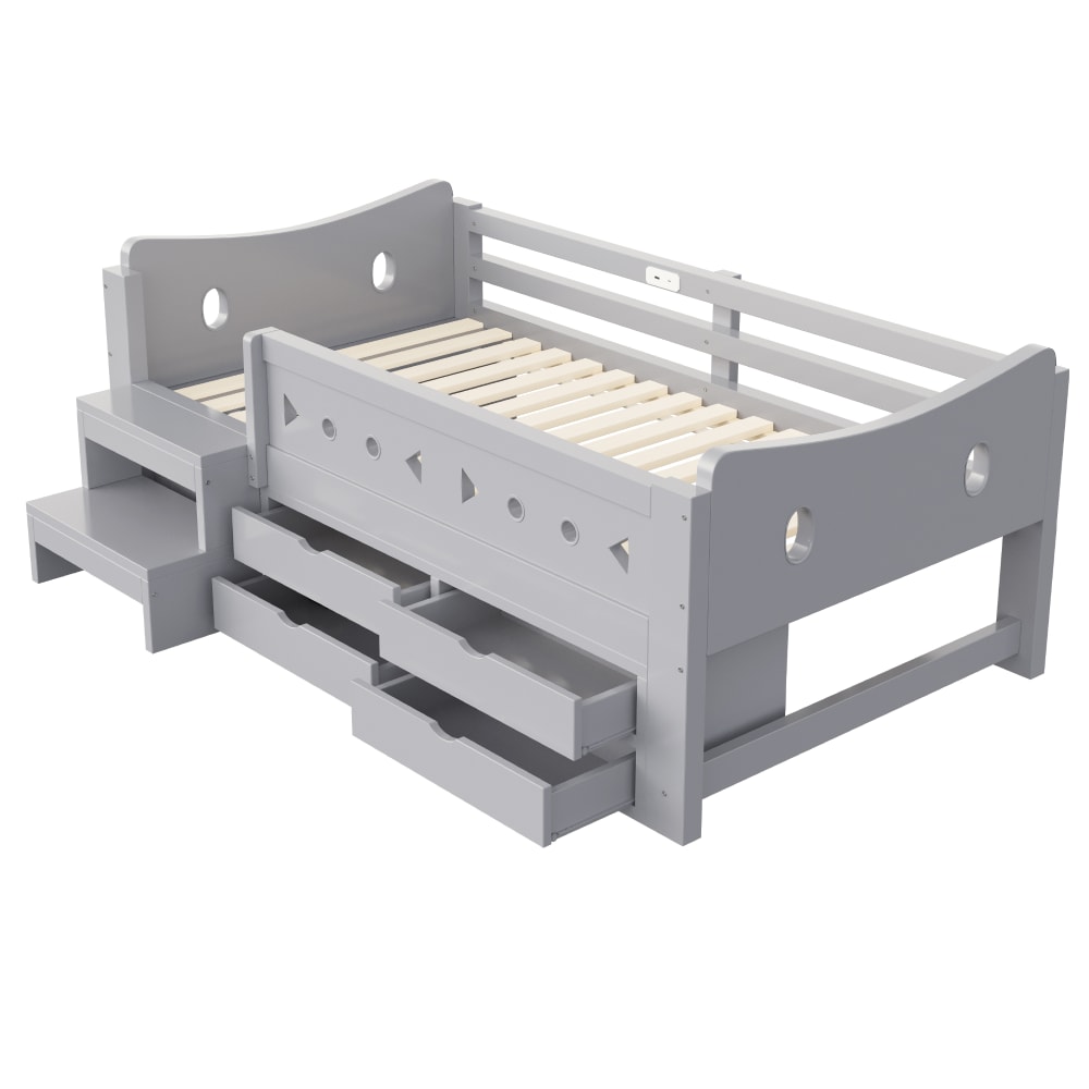 Lit enfant en pin gris 90x200 cm Lit enfant en pin gris 90x200 cm
