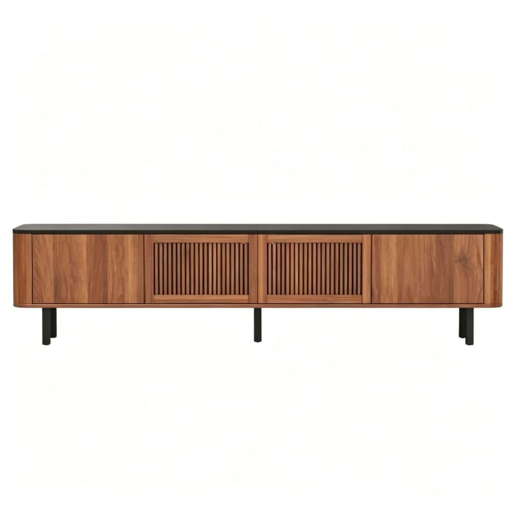 Meuble tv 2 portes en pin noyer l 190 cm Meuble tv 2 portes en pin noyer l 190 cm