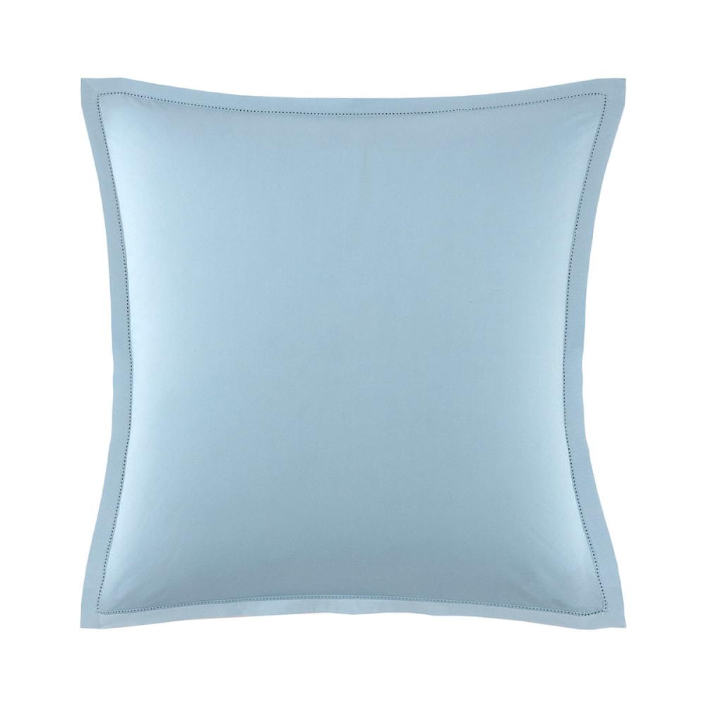 Taie d'oreiller en percale de coton bleu 65 x 65 cm