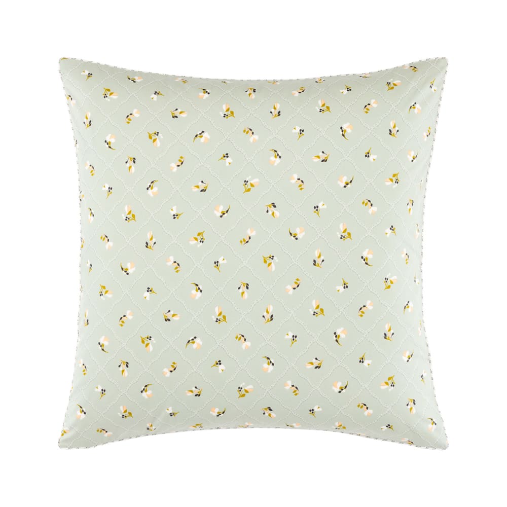 Taie d'oreiller en percale de coton vert 65 x 65 cm